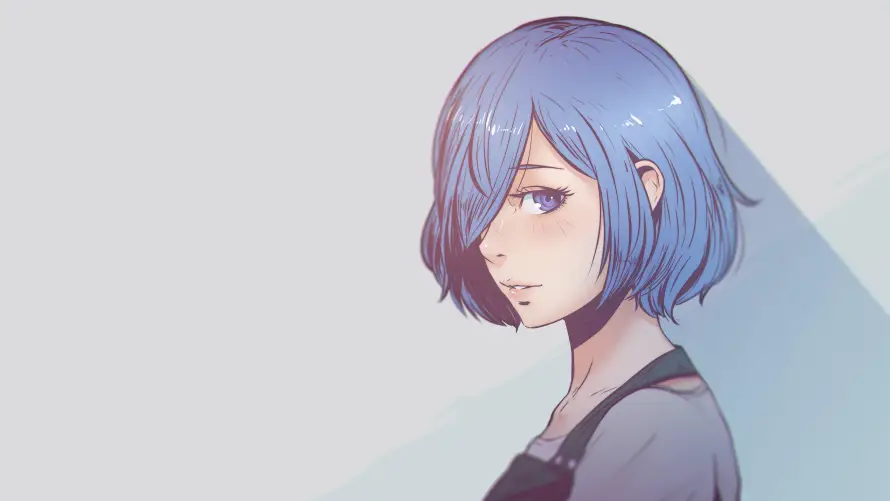 4k人物壁纸 - 动漫 - 少女 - 蓝发「哲风壁纸」