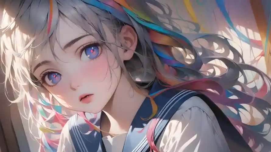 5kAI壁纸-AI少女 - 少女-彩色发丝壁纸推荐「哲风壁纸」
