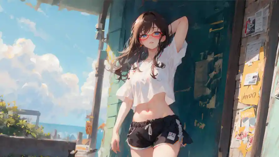 4kAI壁纸-短上衣壁纸和少女-AI少女热门的壁纸「哲风壁纸」