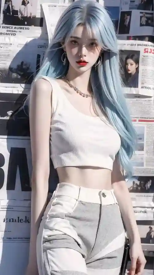 4k少女穿搭壁纸 - 蓝发少女 - 蓝发造型 - 超清手机「哲风壁纸」