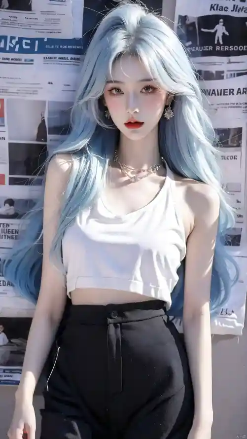 4k时尚少女壁纸 - 蓝发少女 - 蓝发美女 - 超清手机「哲风壁纸」