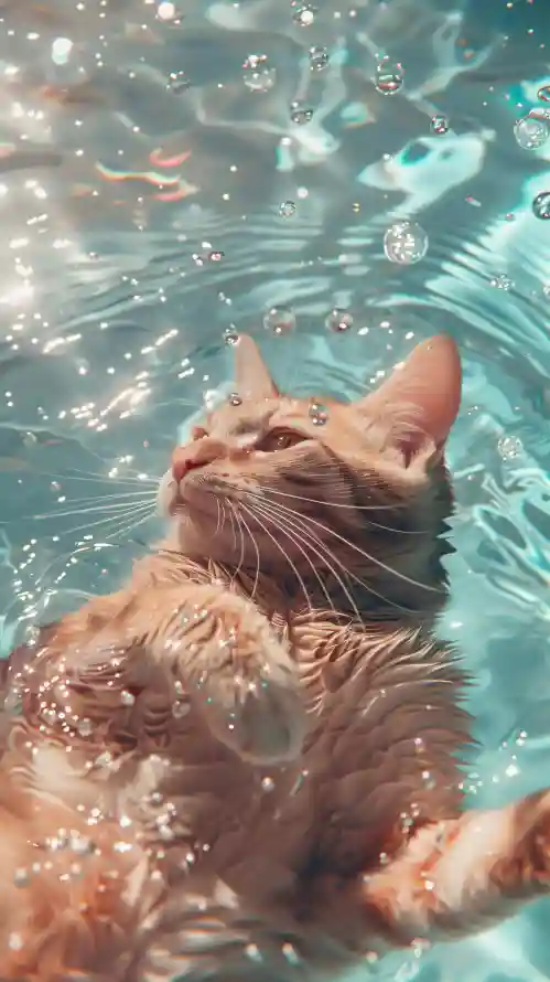 4k4K壁纸 - 戏水 - 手机 - 猫咪「哲风壁纸」