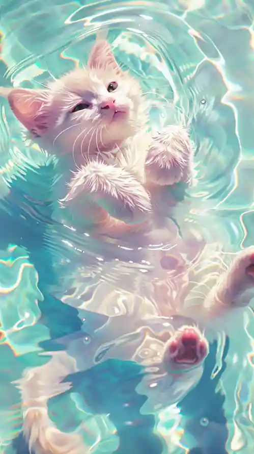 4k4K壁纸 - 水中 - 猫咪 - 萌宠「哲风壁纸」