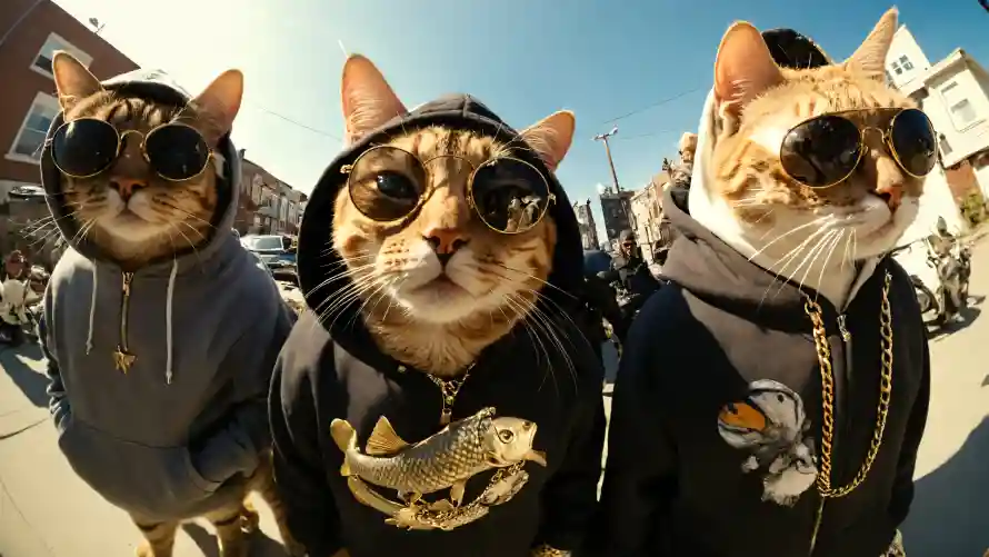 4k街头风壁纸-潮流猫咪壁纸和猫-猫咪穿搭免费下载「哲风壁纸」
