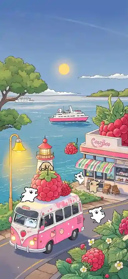 4k卡通壁纸 - 海景 - 绿植 - 卡通壁纸「哲风壁纸」