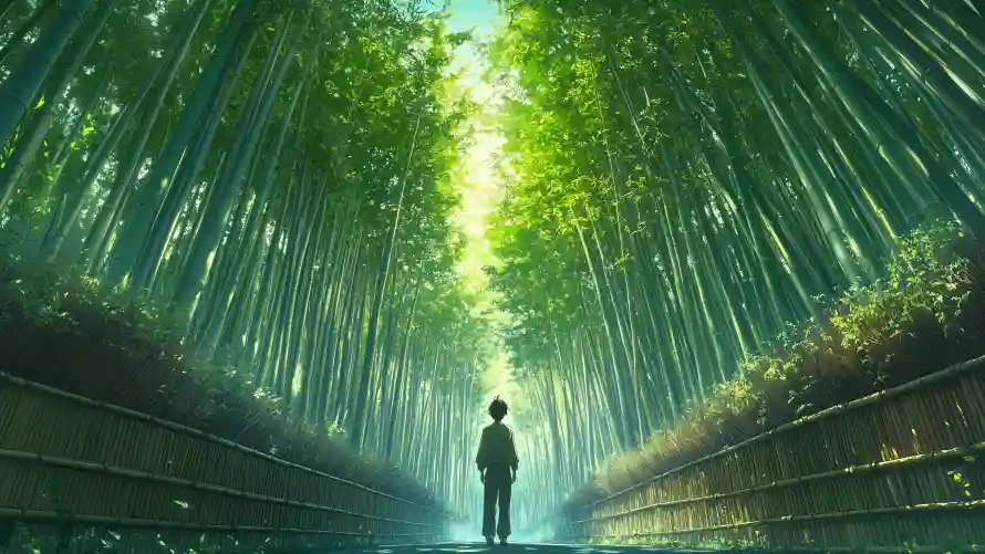 4k动漫壁纸-人物背影和竹林-动漫人物免费下载「哲风壁纸」