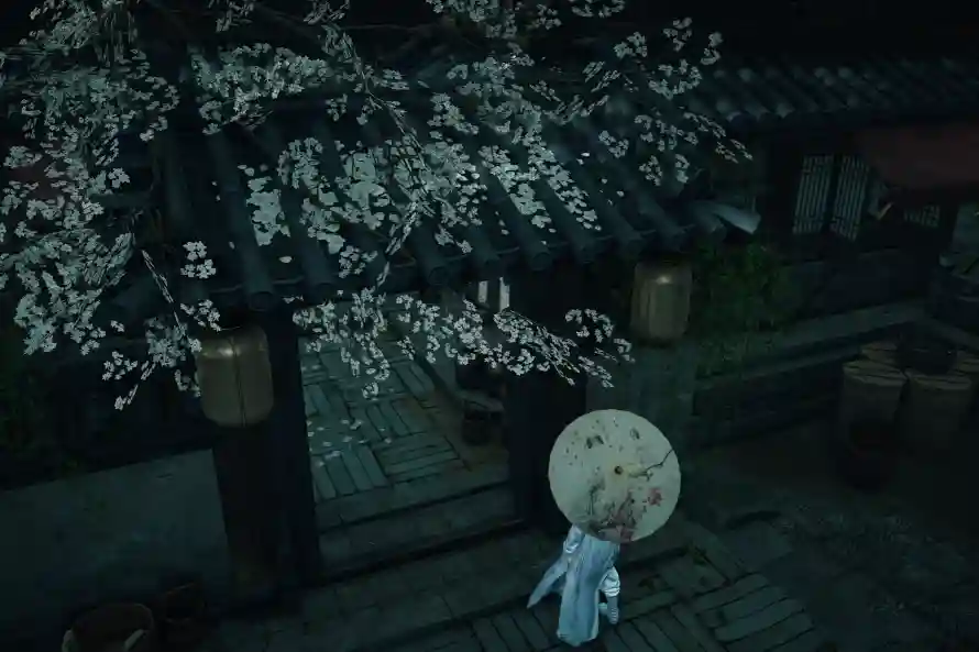 3k夜景壁纸-樱花树壁纸和游戏-中式场景免费下载「哲风壁纸」
