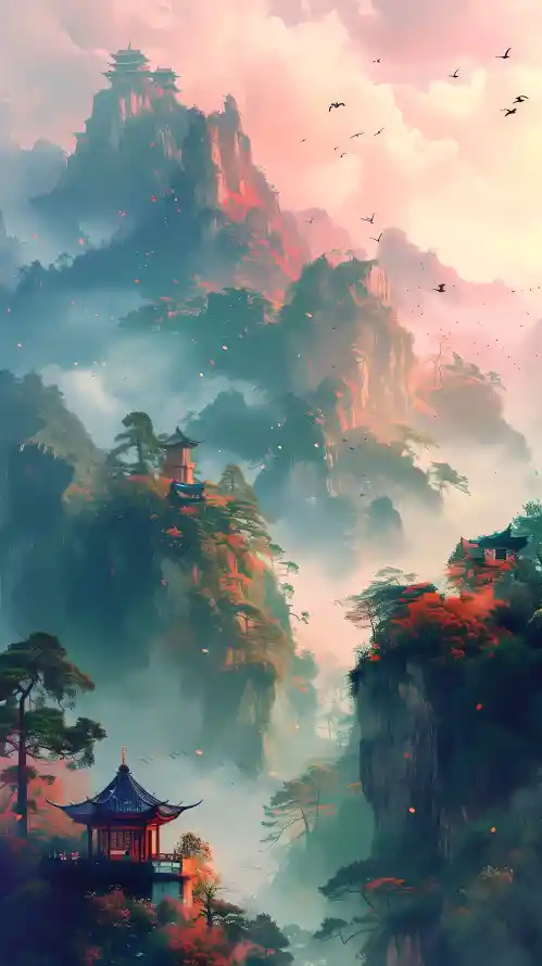 4k中式山水壁纸 - 中式建筑 - 山水意境 - 山水景观「哲风壁纸」