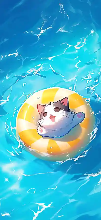 4k萌猫壁纸 - 卡通猫咪 - 可爱猫咪 - 水上猫咪「哲风壁纸」