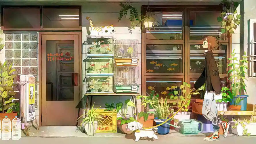 4k女孩壁纸-店铺场景 - 安逸-植物店铺壁纸推荐「哲风壁纸」