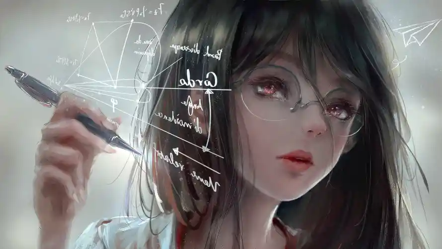 3k2K壁纸-绘画风与壁纸-持笔少女壁纸推荐「哲风壁纸」