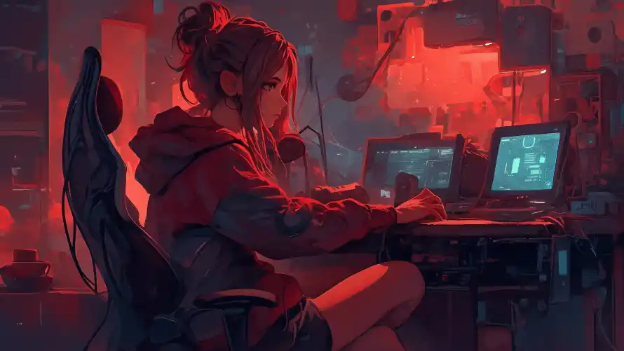 6kAI壁纸-二次元 - 少女-工作场景壁纸推荐「哲风壁纸」