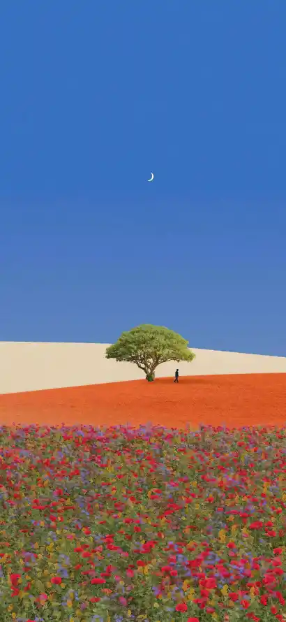 4k月亮壁纸 - 树 - 花海 - 风景「哲风壁纸」