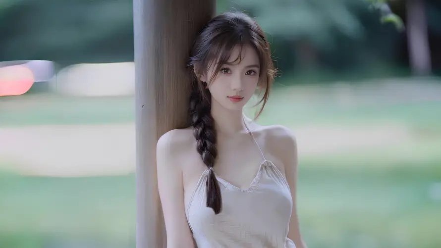 4k美少女壁纸-户外少女和温润可人-编发美女「哲风壁纸」