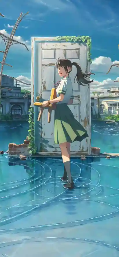 4k池塘壁纸 - 铃芽 - 动漫场景 - 少女插画「哲风壁纸」