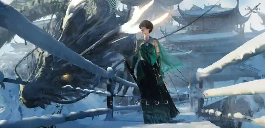 2k冰雪壁纸-WLOP和龙-背景图片免费下载「哲风壁纸」