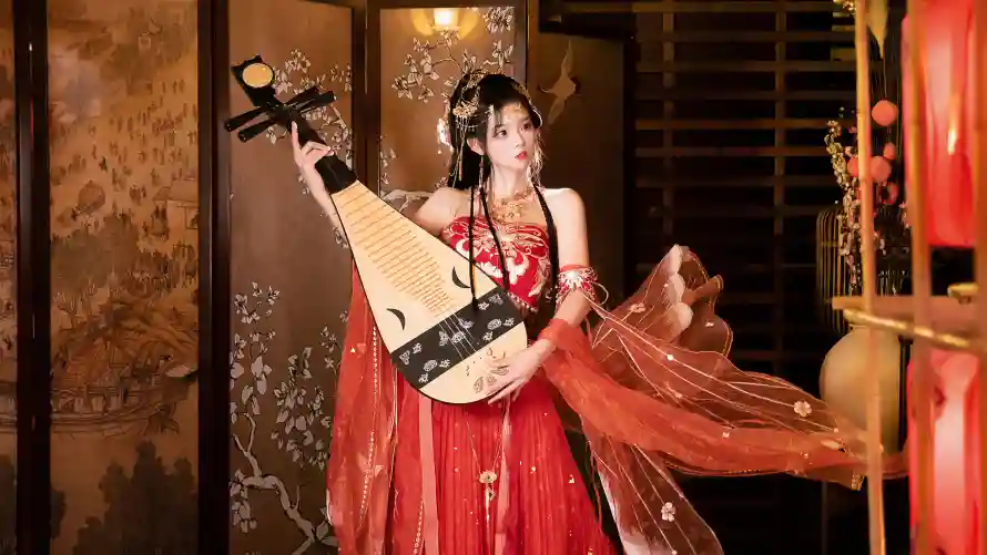 4k古装壁纸-传统乐器壁纸和古典服饰-古装美女「哲风壁纸」