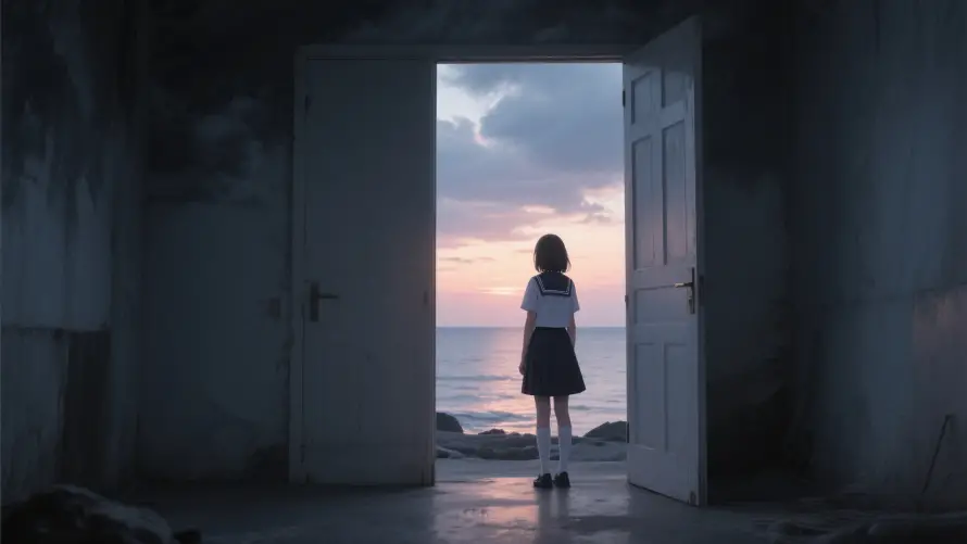 2k乌云密布壁纸-jk女孩壁纸和jk少女-场景插画「哲风壁纸」