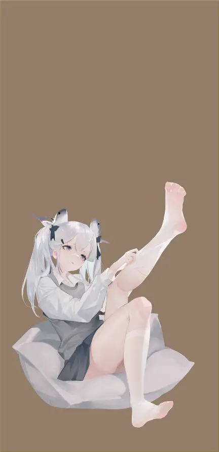 4k少女壁纸 - 白丝 - 坐姿插画 - 白丝元素「哲风壁纸」