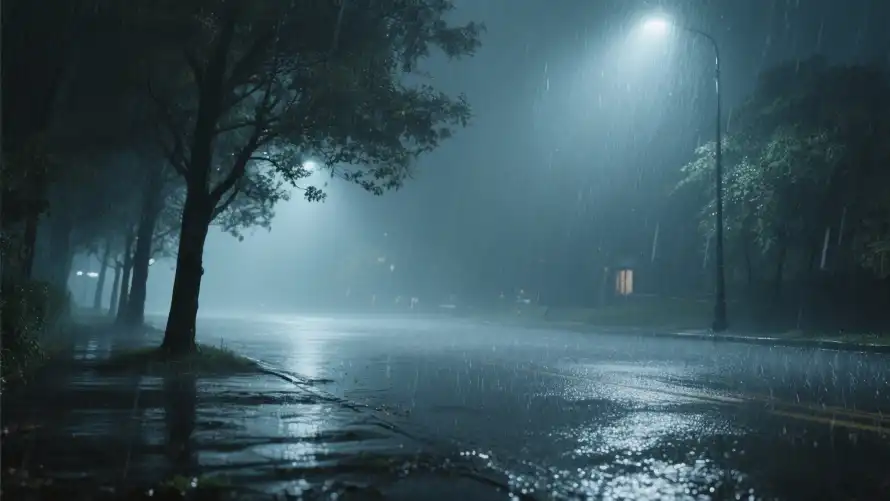 2k雨夜壁纸-孤独氛围与孤独街道-街道夜景「哲风壁纸」