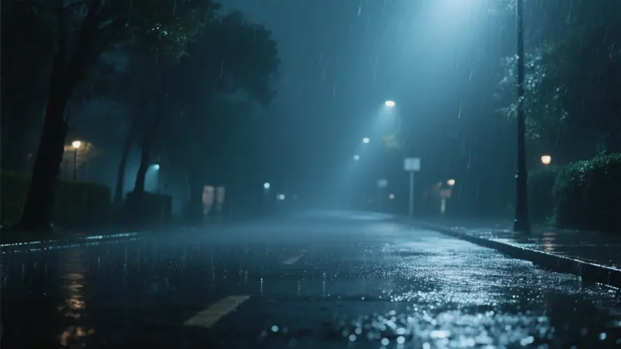 2k雨夜壁纸-夜晚街道与孤独氛围-寂静街道「哲风壁纸」