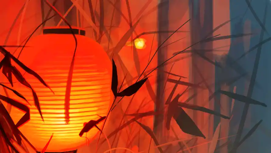 4k中国风壁纸-二次元和国风元素-夜晚竹林「哲风壁纸」