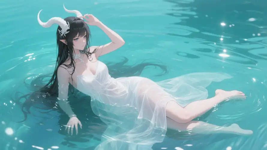 2k动漫角色壁纸-水中场景和雅儿贝德-高清画质「哲风壁纸」