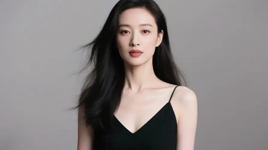 4k倪妮壁纸-女明星和灰色背景-长发美女「哲风壁纸」