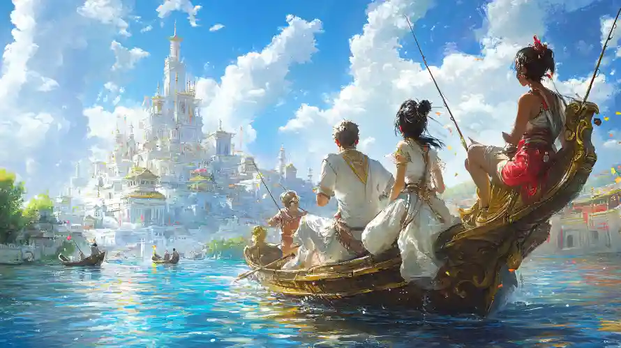 6k河流壁纸-卡通插画与游戏-天空之城热门的壁纸「哲风壁纸」