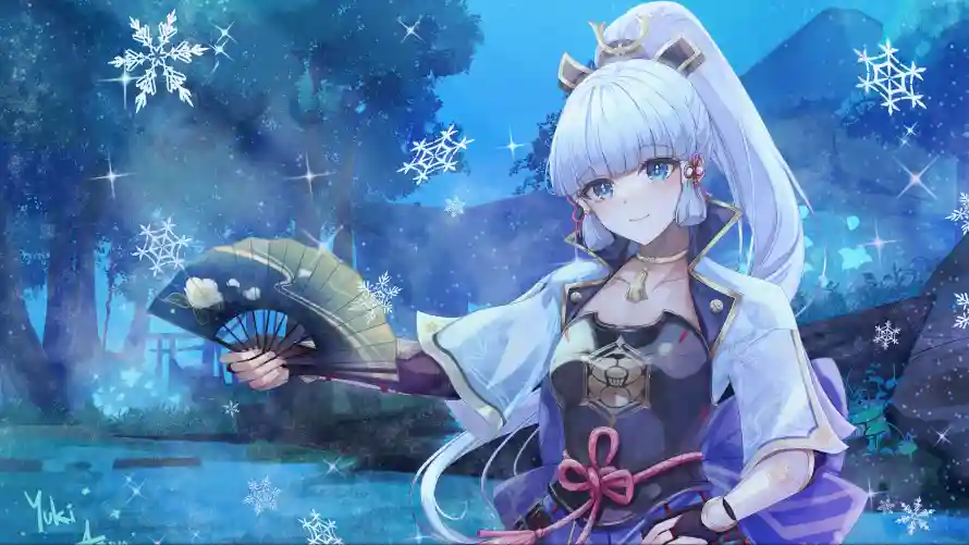 3k原神壁纸-冰雪森林与甘雨-蓝发美女壁纸推荐「哲风壁纸」