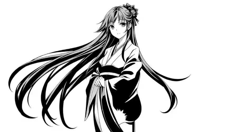 2kAI壁纸-黑白风壁纸和Ai绘画-和服少女「哲风壁纸」