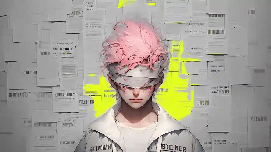 4k报纸墙壁纸-创意艺术与粉色头发-黄色光斑「哲风壁纸」