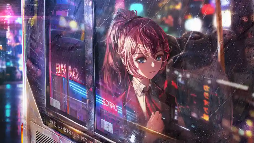 4k车窗壁纸-二次元与雨中-动漫少女壁纸推荐「哲风壁纸」