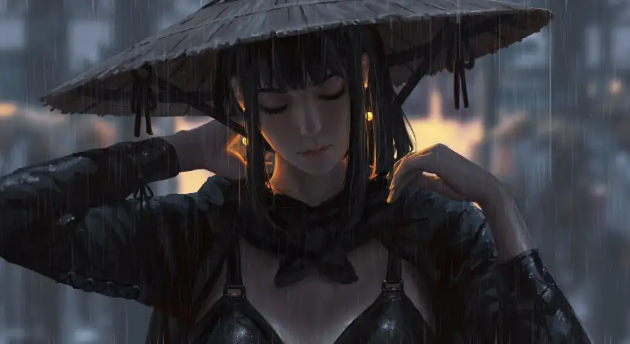 4k侠女壁纸-侠女插画壁纸和雨中-古风插画免费下载「哲风壁纸」