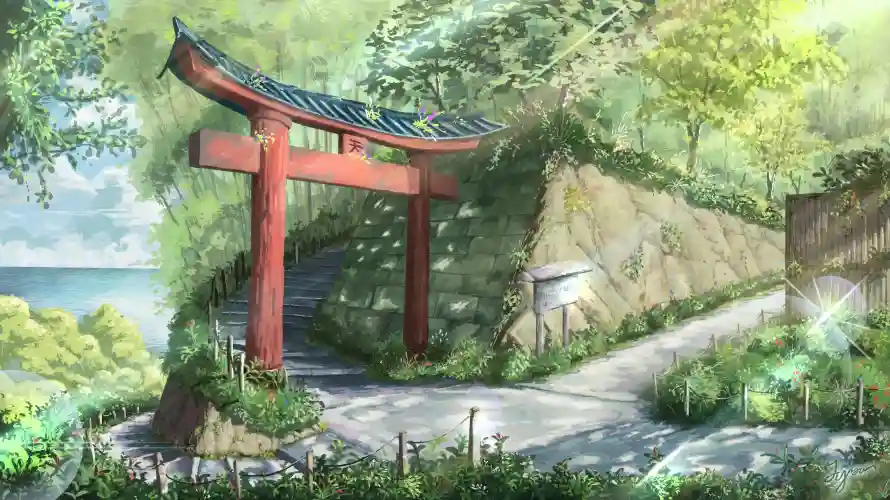 3k场景壁纸-二次元壁纸和二次元鸟居-动漫自然景观「哲风壁纸」