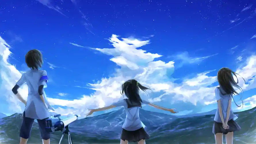 2k清新壁纸-二次元 - 少女背影-开阔远景「哲风壁纸」