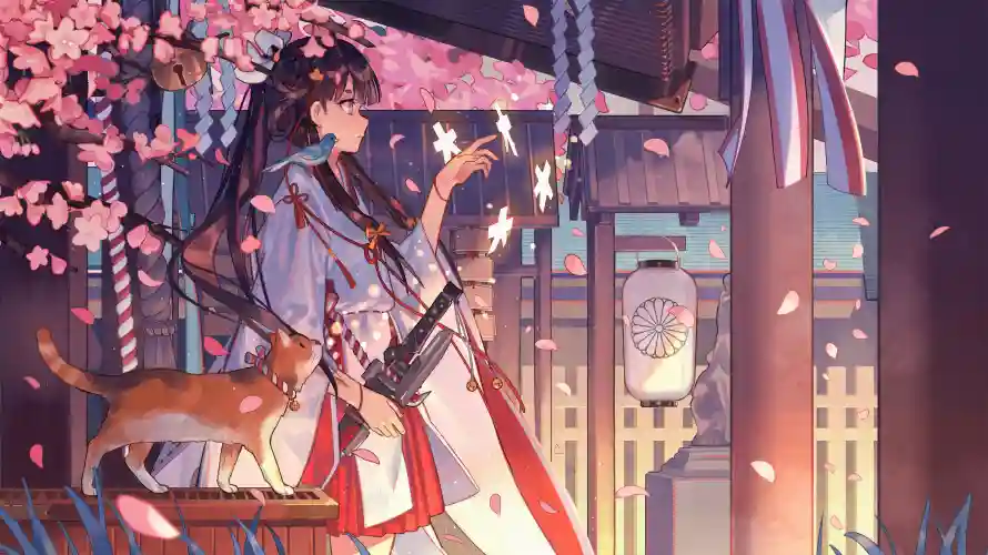 2k女孩壁纸-二次元 - 和服少女-和风元素「哲风壁纸」
