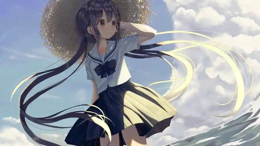 2k女孩壁纸-二次元 - 动漫女孩-海天背景「哲风壁纸」