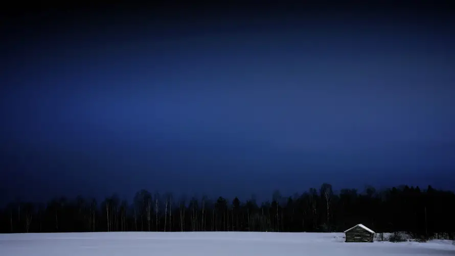 2k雪夜壁纸-小木屋与静谧-冬季风景热门的壁纸「哲风壁纸」