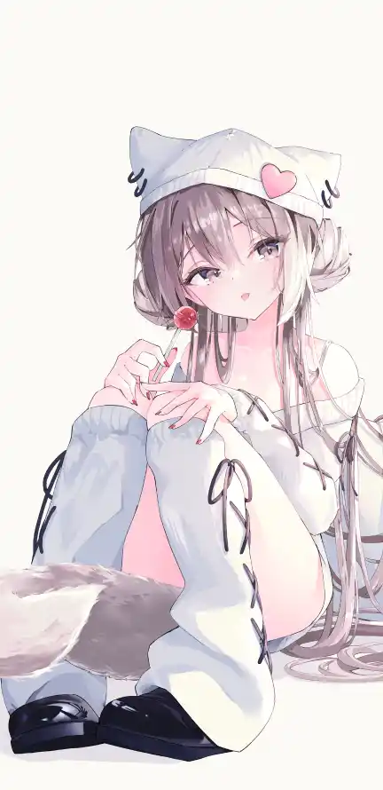 4k可爱壁纸 - 少女 - 动漫插画 - 可爱坐姿「哲风壁纸」