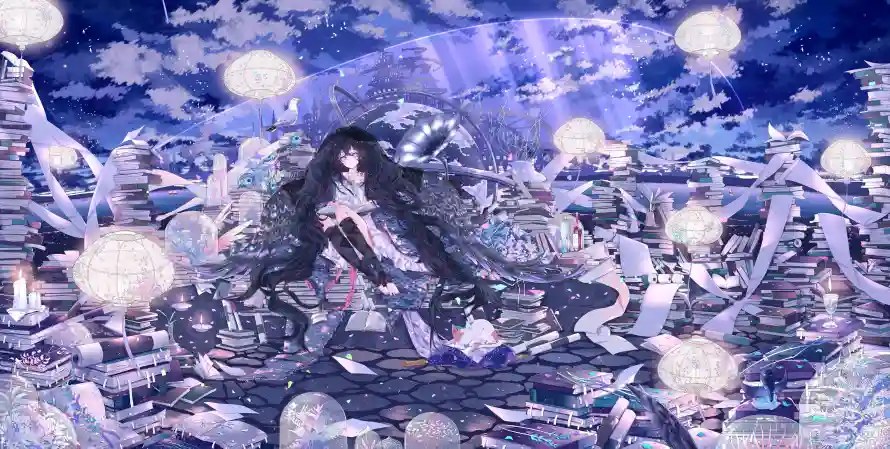 3k女孩壁纸-二次元与古街插画-幻想背景「哲风壁纸」