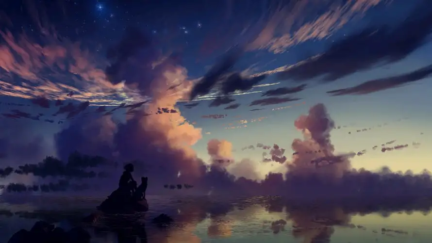 2k场景壁纸-二次元与动漫背景-夏夜倒影「哲风壁纸」