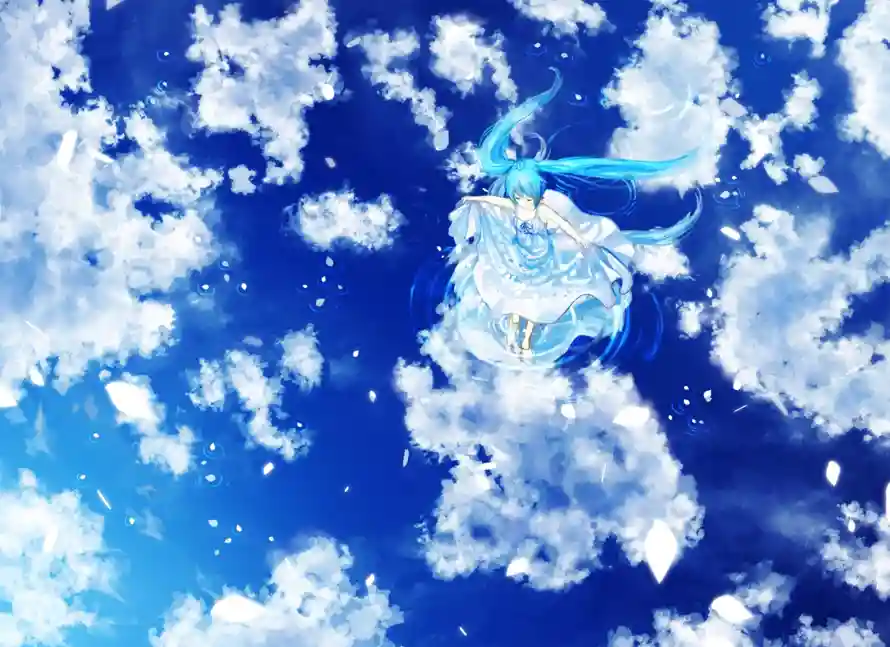 2k初音壁纸-二次元 - 蓝色系-云端幻想壁纸推荐「哲风壁纸」