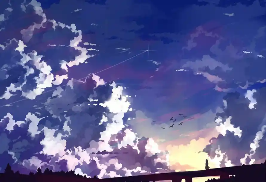 2k场景壁纸-二次元壁纸和天空插画-暮色背景「哲风壁纸」