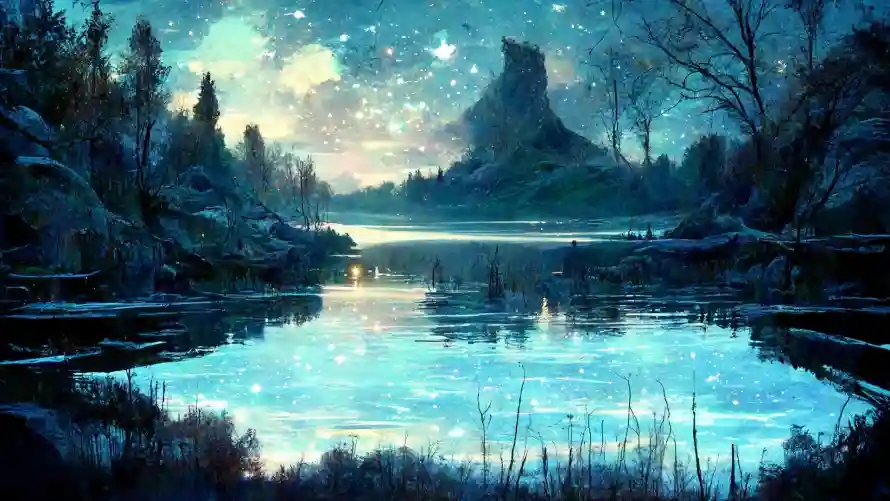 2k梦幻壁纸-夜景插画壁纸和风景-星空湖泊热门的壁纸「哲风壁纸」