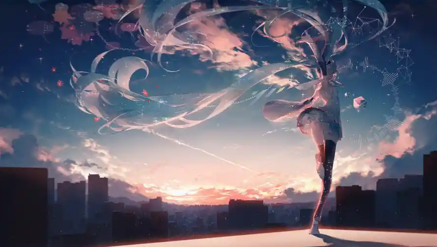 2k初音壁纸-二次元 - 天际线-初音未来免费下载「哲风壁纸」