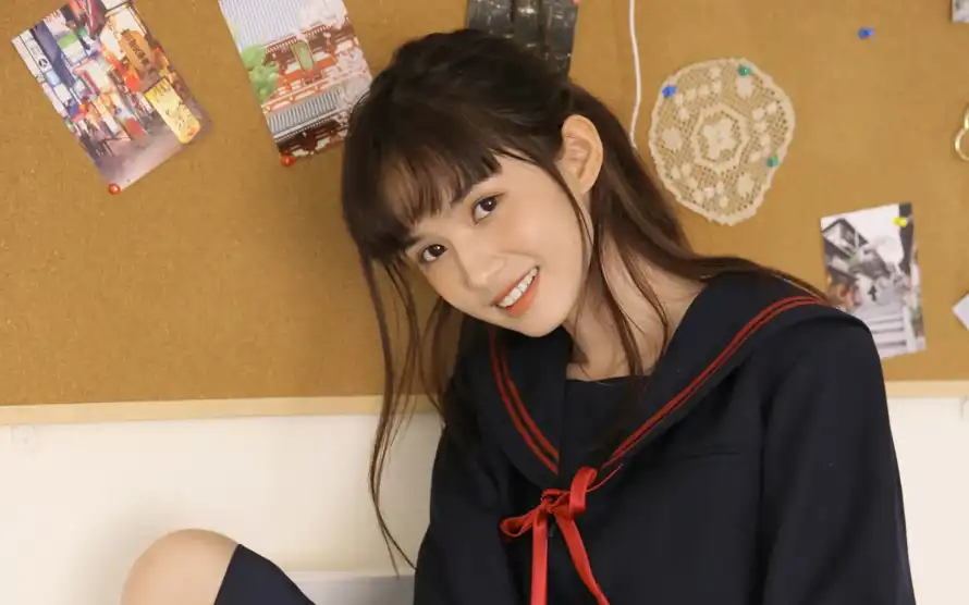 2k美女壁纸-水手服 - 少女写真-清新背景「哲风壁纸」