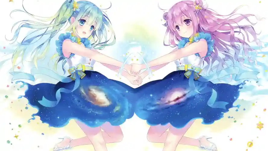 2k女孩壁纸-二次元壁纸和光点元素-星空背景「哲风壁纸」