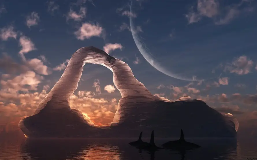 4k自然壁纸 - 风景 - 云雾手 - 星空晚霞「哲风壁纸」