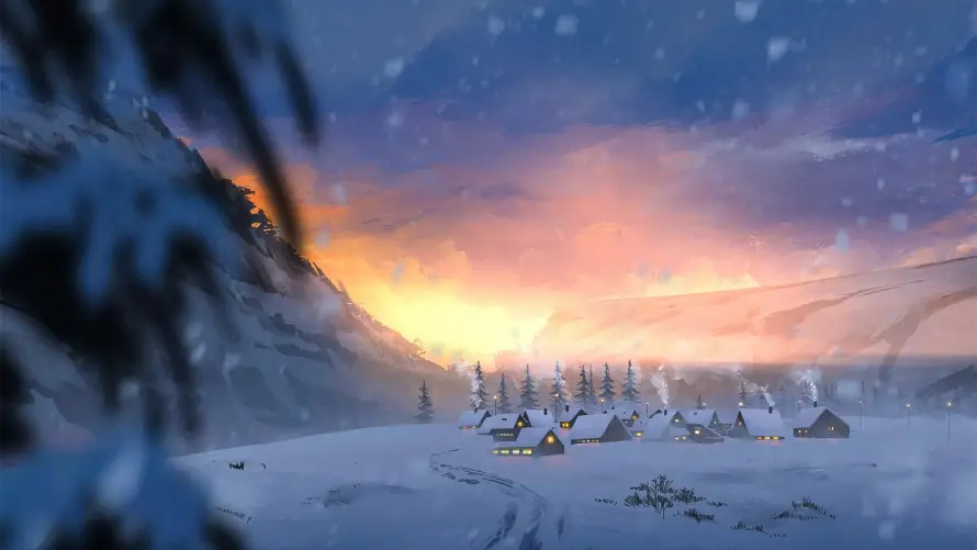 2k夕阳壁纸-冬季风景和雪景-冬日雪山热门的壁纸「哲风壁纸」